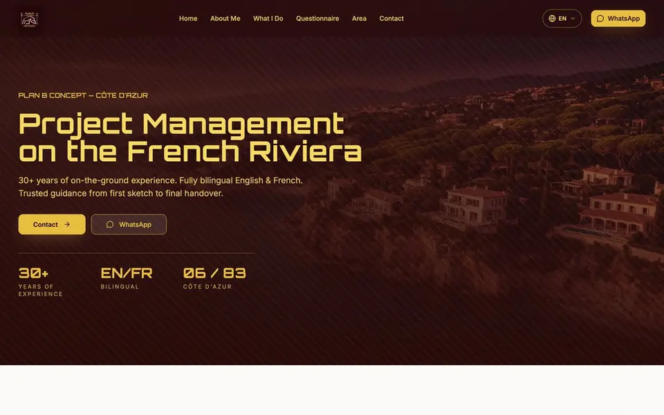 Home page of the Plan B Concept website